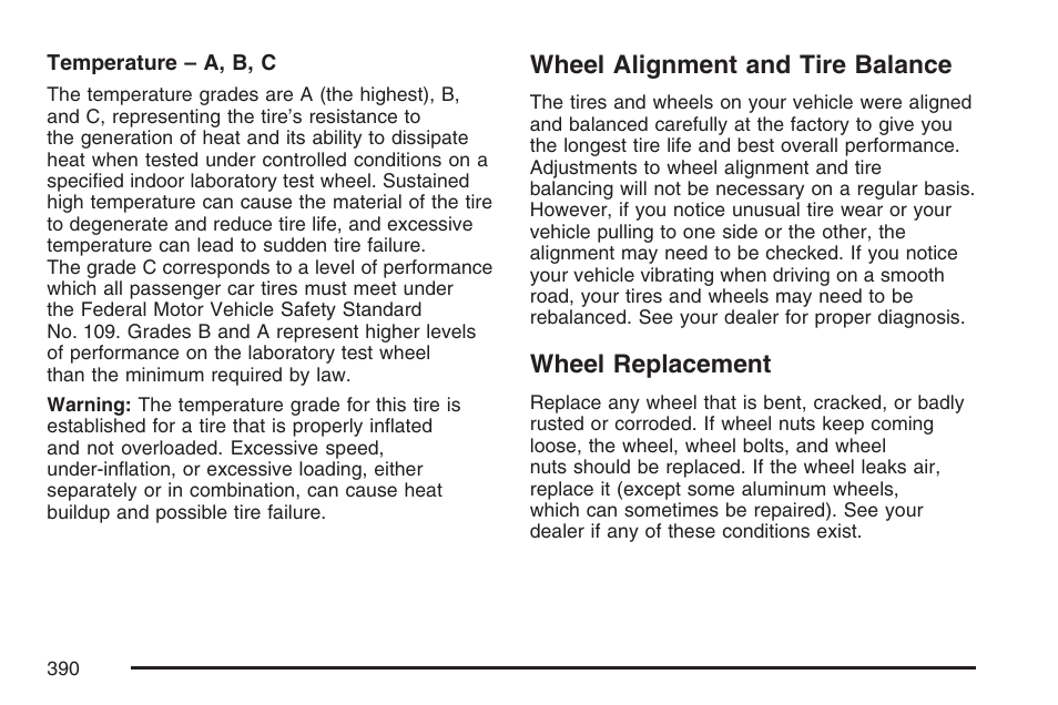 Wheel alignment and tire balance, Wheel replacement, Wheel alignment and tire balance wheel replacement | GMC 2007 Canyon User Manual | Page 390 / 492