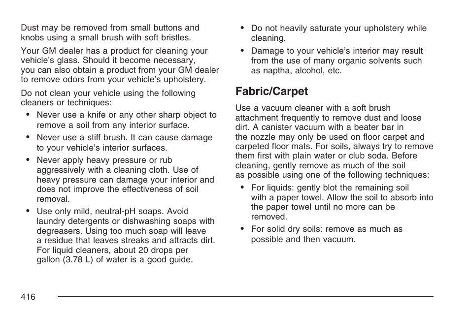Fabric/carpet | GMC 2007 Canyon User Manual | Page 416 / 492