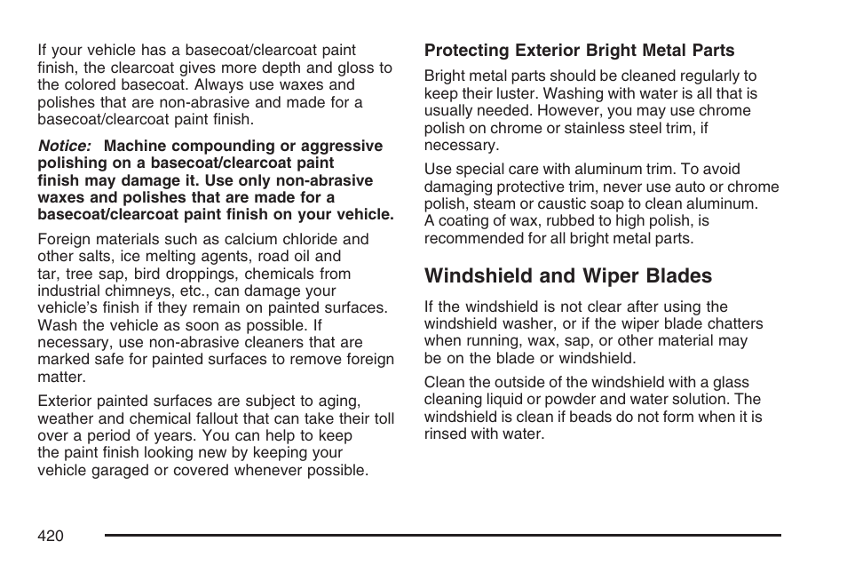 Windshield and wiper blades | GMC 2007 Canyon User Manual | Page 420 / 492