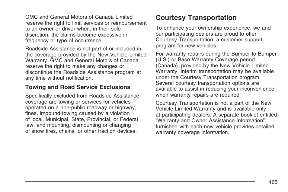 Courtesy transportation | GMC 2007 Canyon User Manual | Page 465 / 492