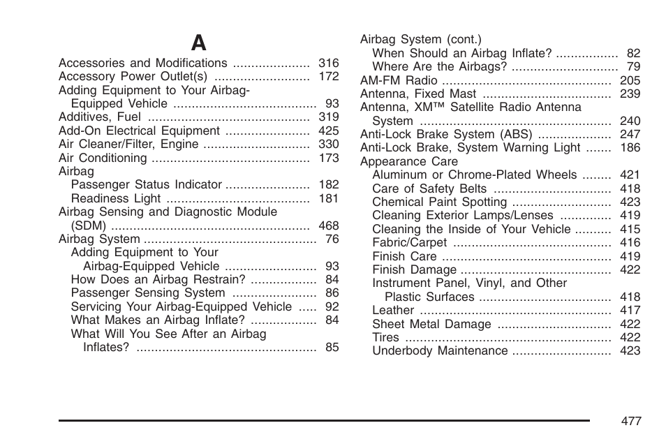Index | GMC 2007 Canyon User Manual | Page 477 / 492
