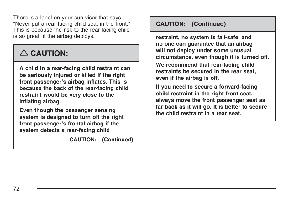 Caution | GMC 2007 Canyon User Manual | Page 72 / 492