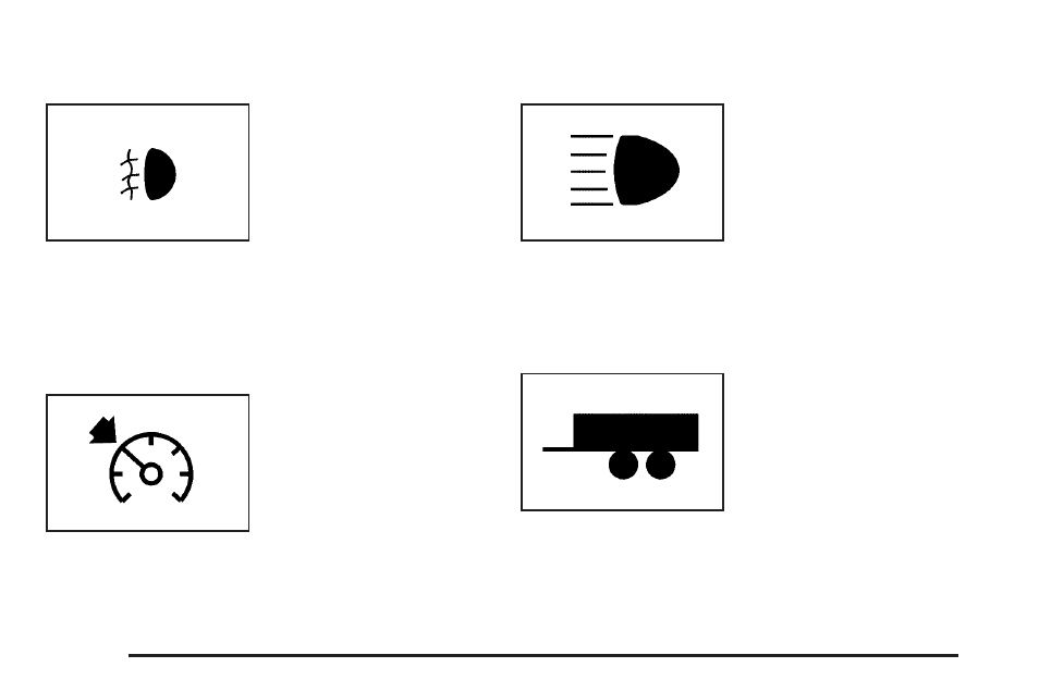 Fog lamp light, Cruise control light, Highbeam on light | Tow/haul mode light | GMC 2007 Acadia User Manual | Page 230 / 554
