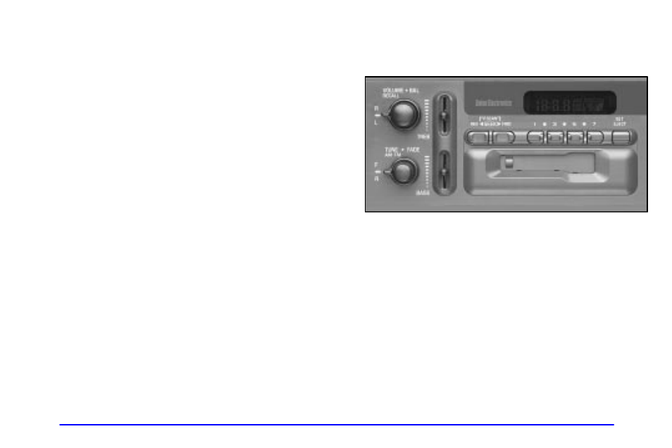 Setting the tone, Adjusting the speakers, Playing the radio | Fm stereo with cassette tape player, If equipped) | GMC 2000 Savana User Manual | Page 151 / 398
