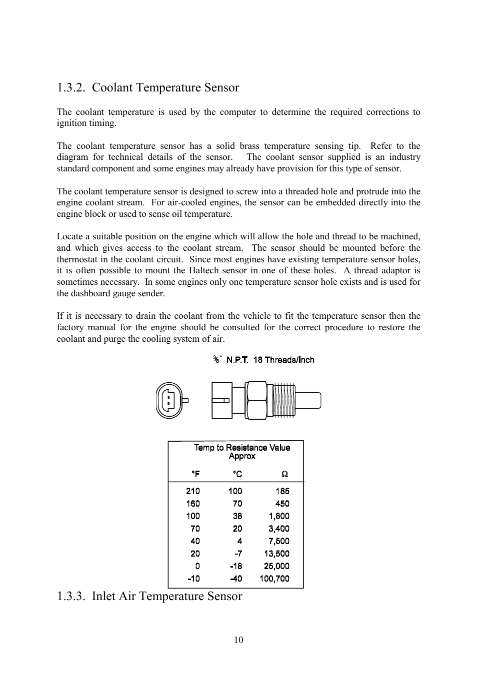 Coolant temperature sensor, Inlet air temperature sensor | Haltech IG5 User Manual | Page 14 / 89