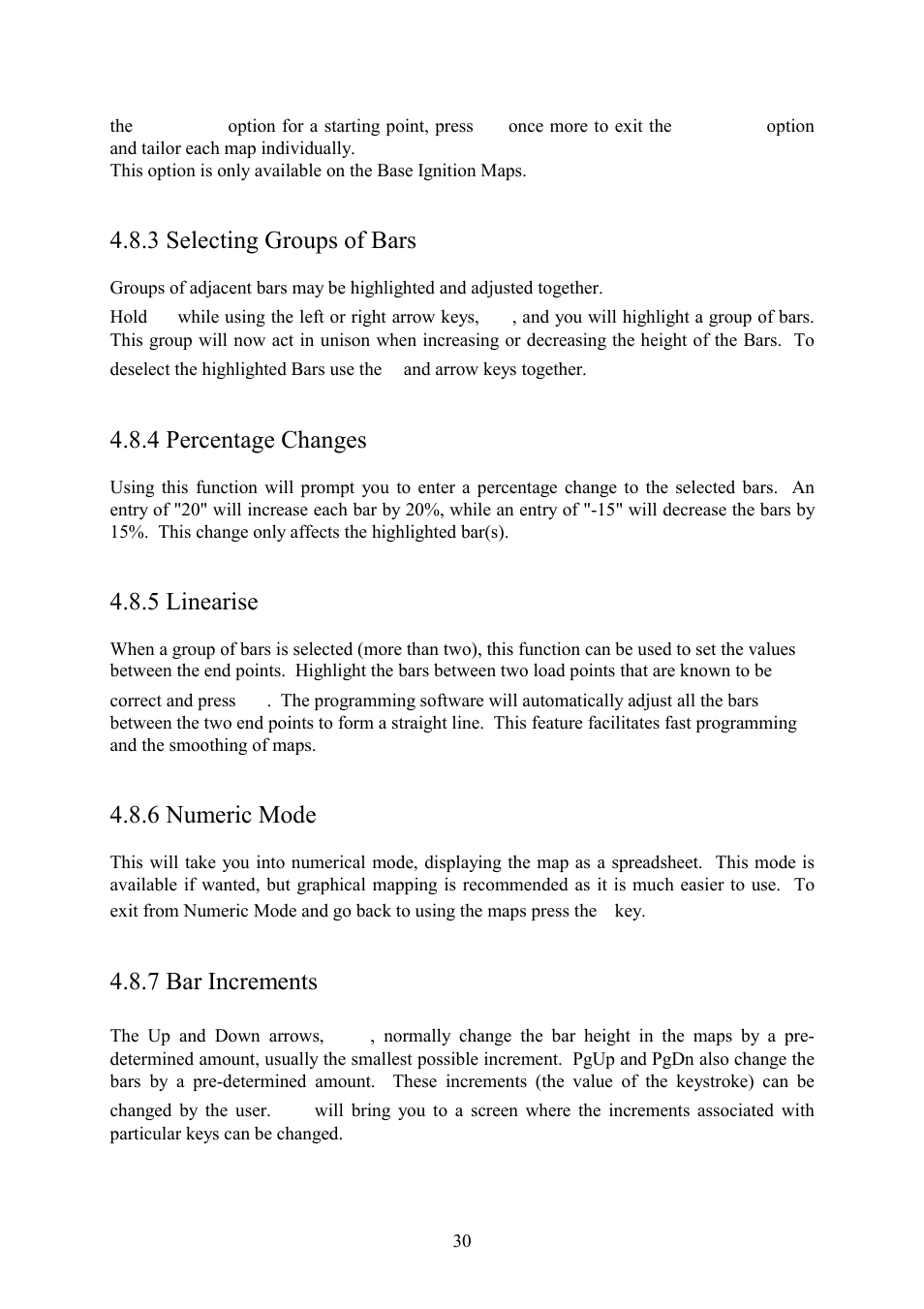 3 selecting groups of bars, 4 percentage changes, 5 linearise | 6 numeric mode, 7 bar increments | Haltech IG5 User Manual | Page 34 / 89
