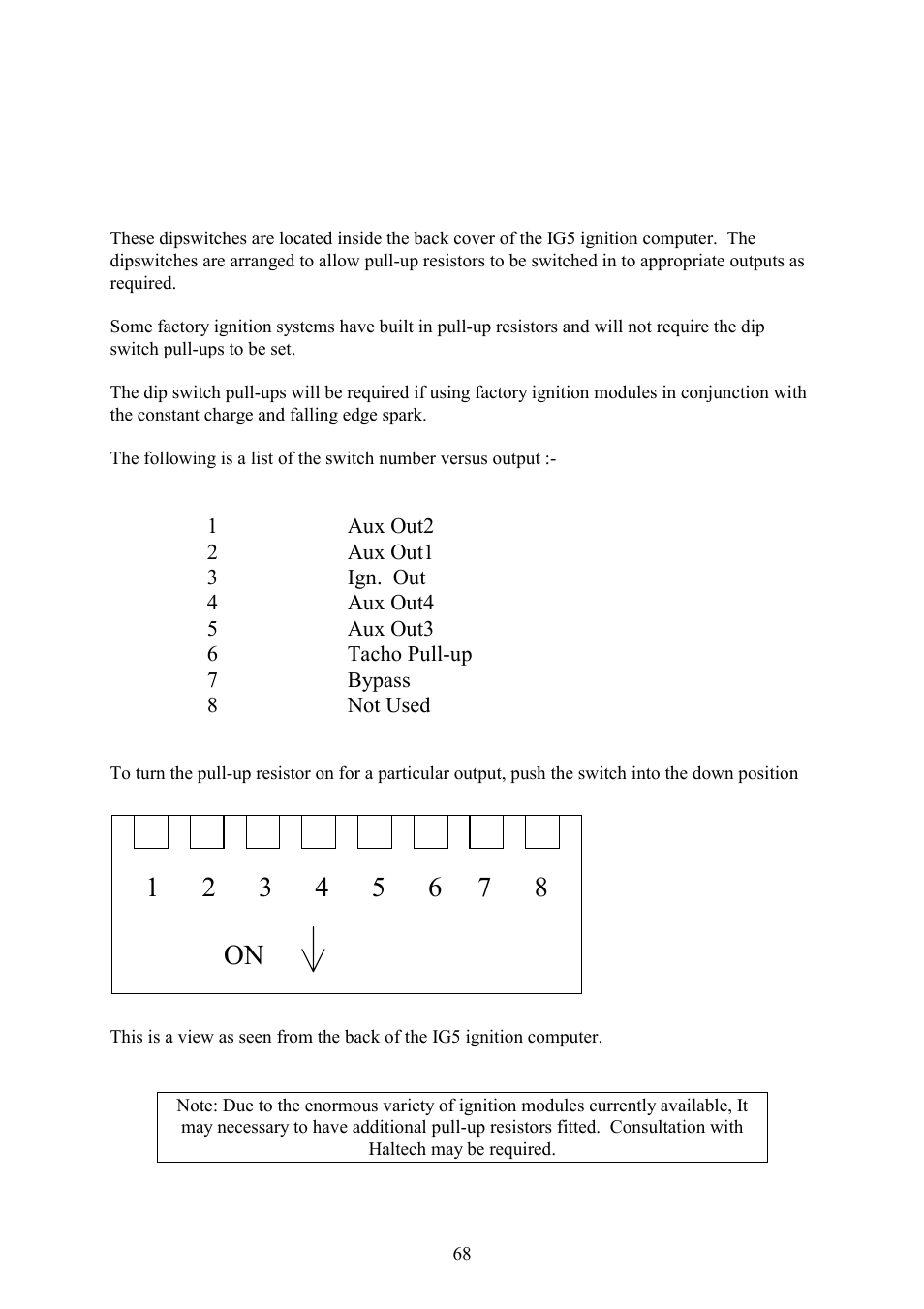 B.6 pull-up resistor dip switch settings | Haltech IG5 User Manual | Page 72 / 89