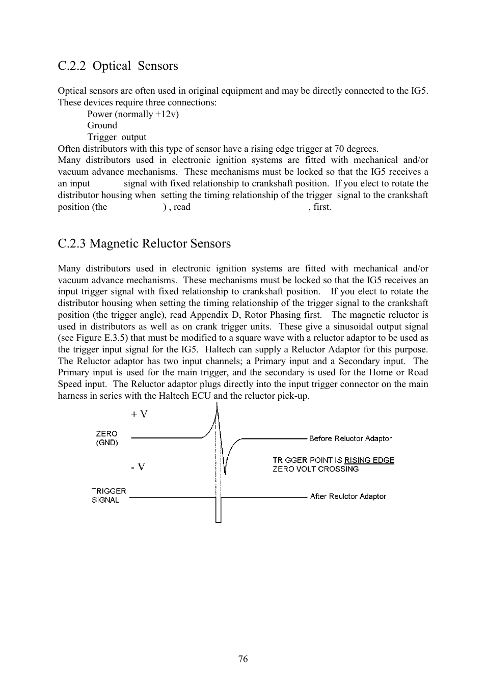 C.2.2 optical sensors, C.2.3 magnetic reluctor sensors | Haltech IG5 User Manual | Page 80 / 89