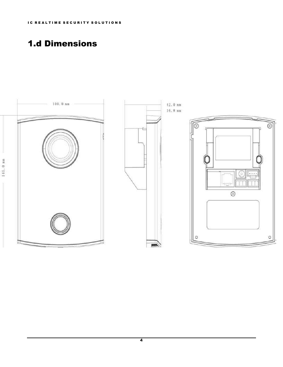 D dimensions | IC Realtime Villa Outdoor Station (IHC6260) User Manual | Page 7 / 15