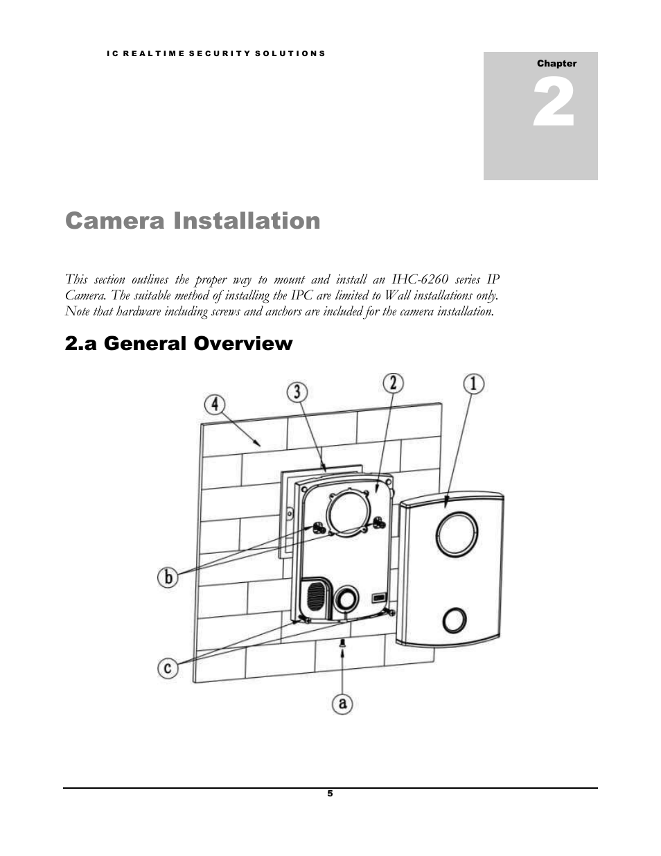 Camera installation, A general overview | IC Realtime Villa Outdoor Station (IHC6260) User Manual | Page 8 / 15