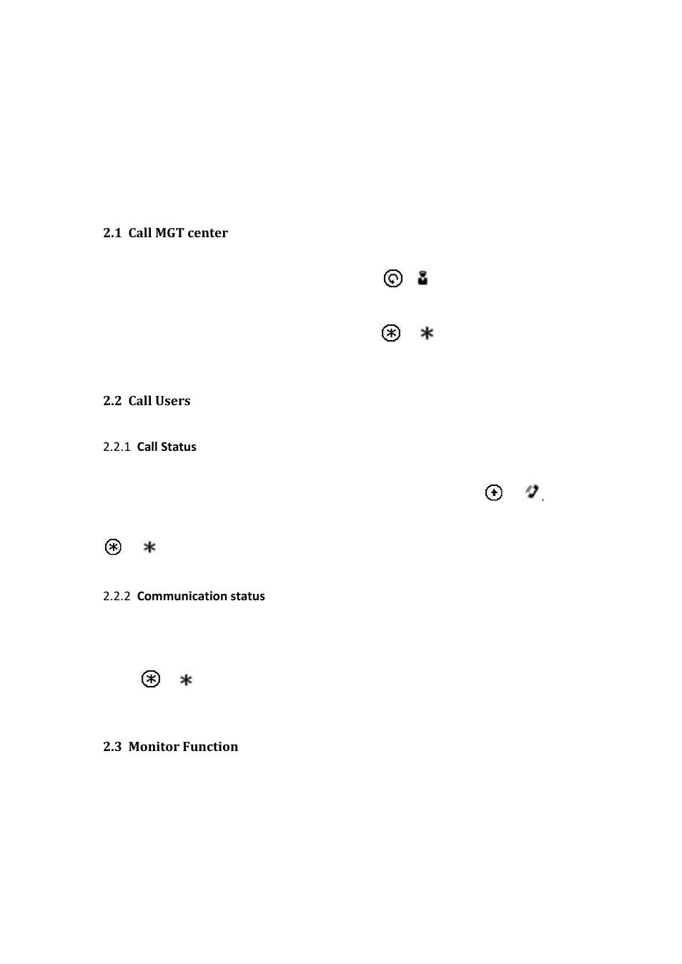 Basic functions, Call mgt center, Call users | Call status, Communication status, Monitor function, 2 basic functions | IC Realtime 1.3 MegaPixel Black Crystal Glass Apartment Outdoor Station User Manual | Page 9 / 28