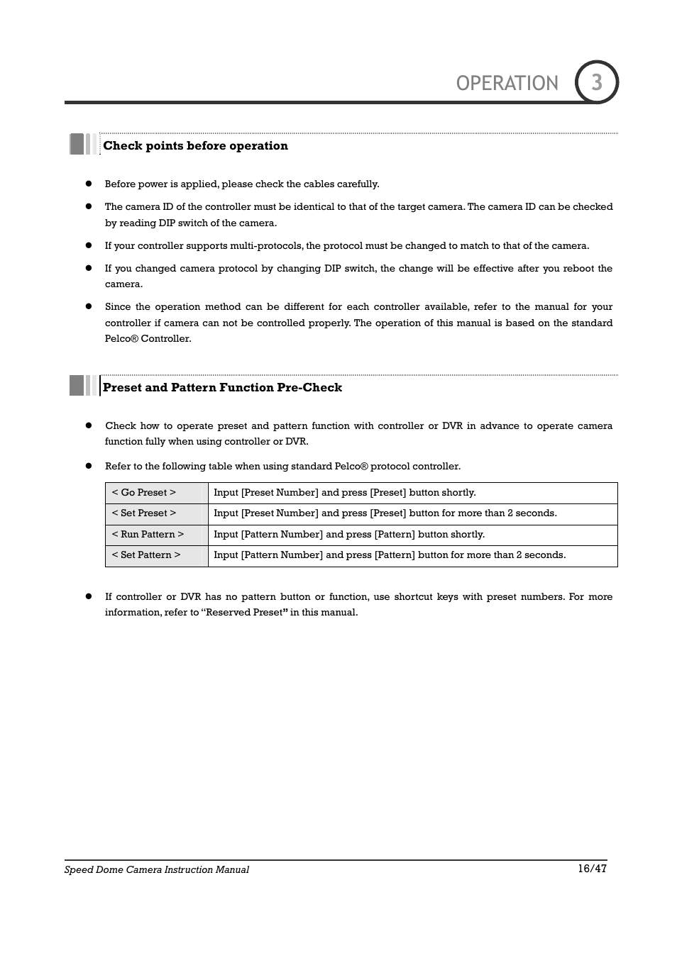 Operation | IC Realtime 22X Optical / 10X Digital Zoom High Res Day/Night Speed Dome-24VAC (ICR2200DN) User Manual | Page 16 / 47