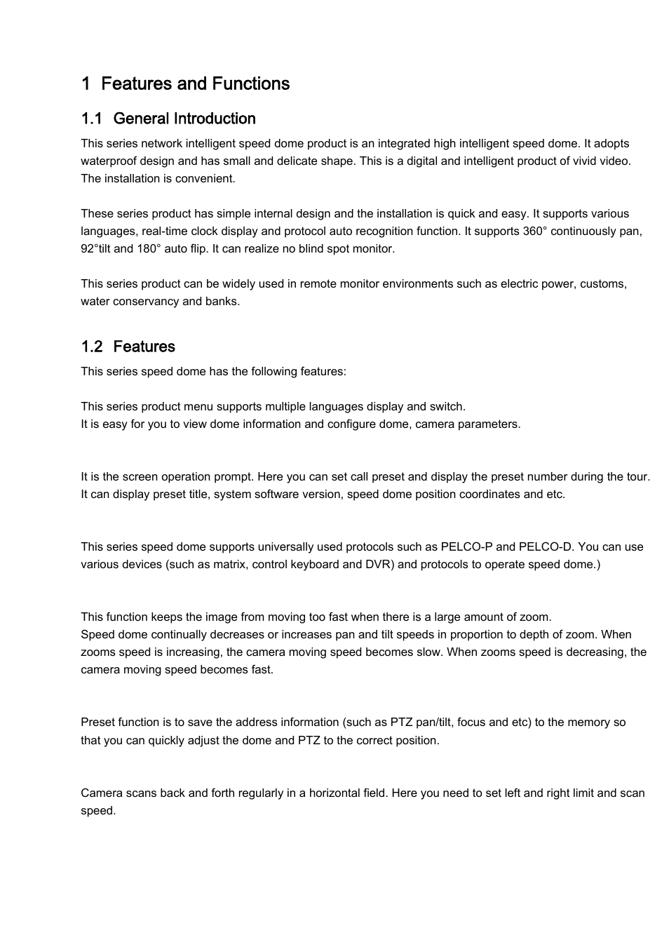 1 features and functions | IC Realtime IP High Speed PTZ Dome Camera with 36X Zoom and WDR (ICIPZ3601WDR) User Manual | Page 8 / 33