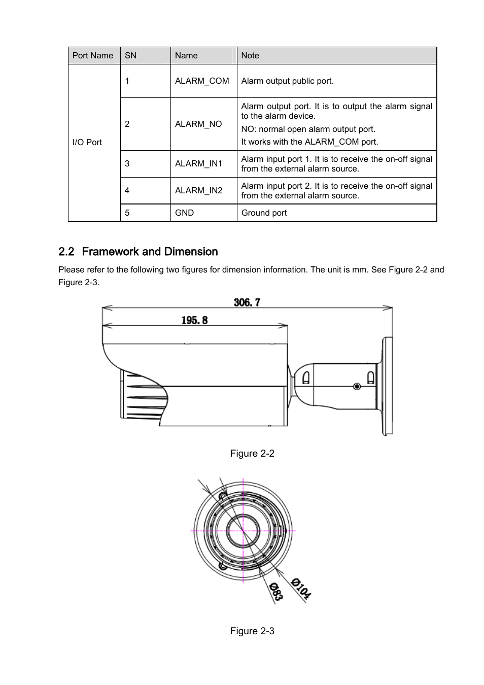 2 framework and dimension | IC Realtime 3 Megapixel Exmor CMOS 3.3-12mm VF Full HD Network IR-Bullet Camera (ICIPB3000AF) User Manual | Page 18 / 31