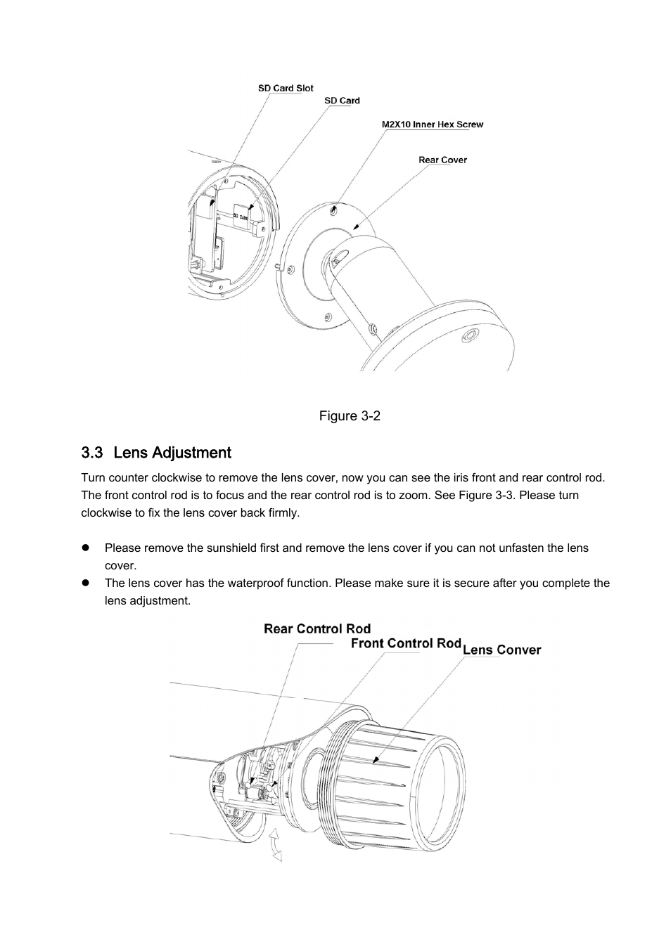 3 lens adjustment | IC Realtime 3 Megapixel Exmor CMOS 3.3-12mm VF Full HD Network IR-Bullet Camera (ICIPB3000AF) User Manual | Page 22 / 31