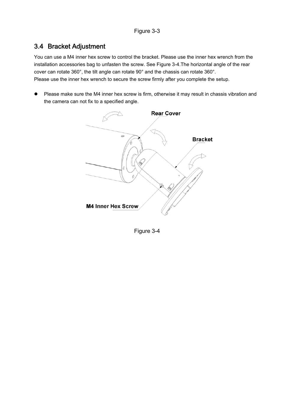 4 bracket adjustment | IC Realtime 3 Megapixel Exmor CMOS 3.3-12mm VF Full HD Network IR-Bullet Camera (ICIPB3000AF) User Manual | Page 23 / 31