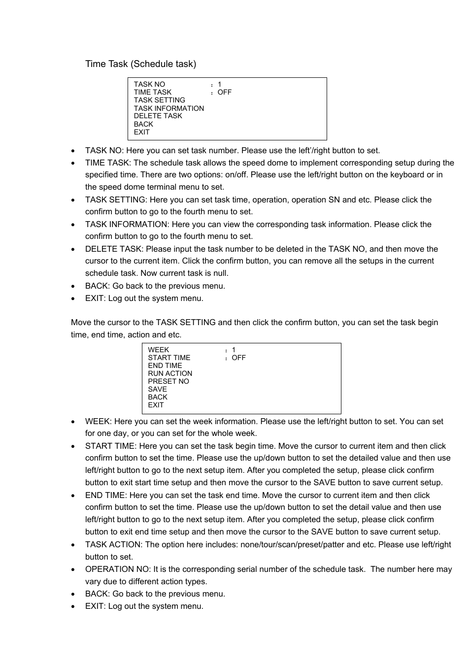 7 time task (schedule task) | IC Realtime 2Mp 30x Optical Zoom Full HD Network PTZ Dome Camera with 300ft IR (ICIP3001HDIR) User Manual | Page 27 / 37