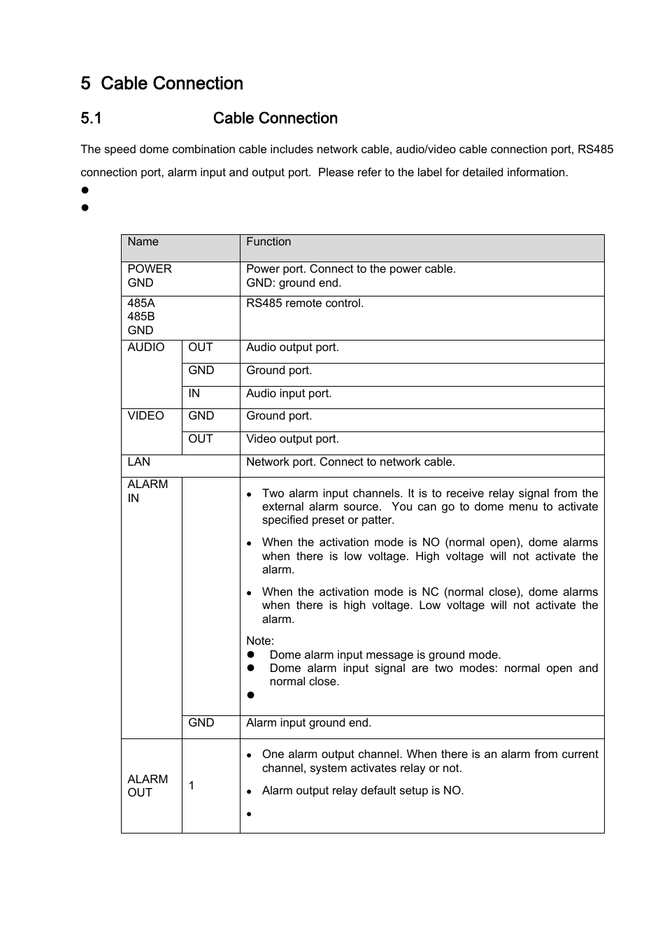 5 cable connection, 1 combination cable connection, 2 system layout | IC Realtime 2Mp 30x Optical Zoom Full HD Network PTZ Dome Camera with 300ft IR (ICIP3001HDIR) User Manual | Page 32 / 37