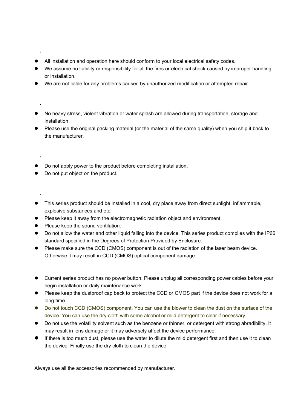 Important safeguards and warnings | IC Realtime 2Mp 30x Optical Zoom Full HD Network PTZ Dome Camera with 300ft IR (ICIP3001HDIR) User Manual | Page 5 / 37