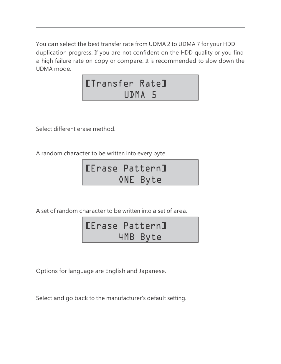 Chapter 2 - function introduction | ILY HDD Duplicator User Manual | Page 12 / 13