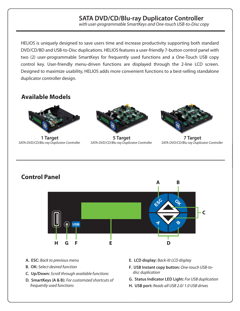 ILY Helios SATA DVD/CD/Blu-ray Duplicator Controller User Manual | 2 pages