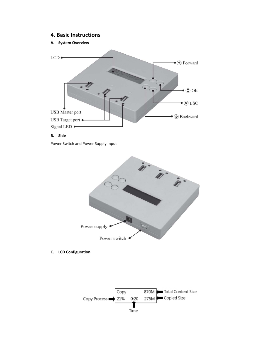 Basic instructions | ILY USB Mini Portable USB Duplicator User Manual | Page 4 / 12