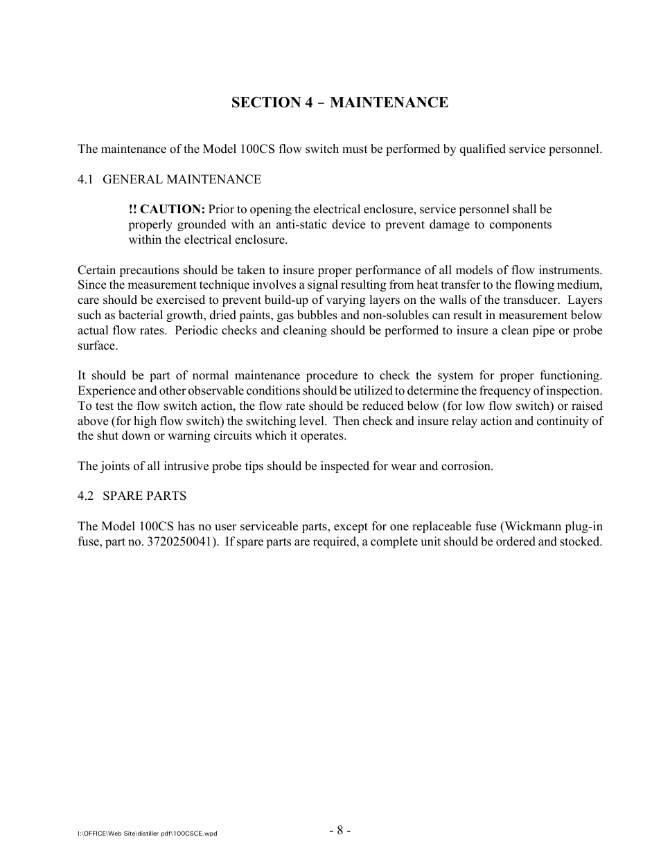 Maintenance | Intek 100CS with CE Marking User Manual | Page 10 / 14