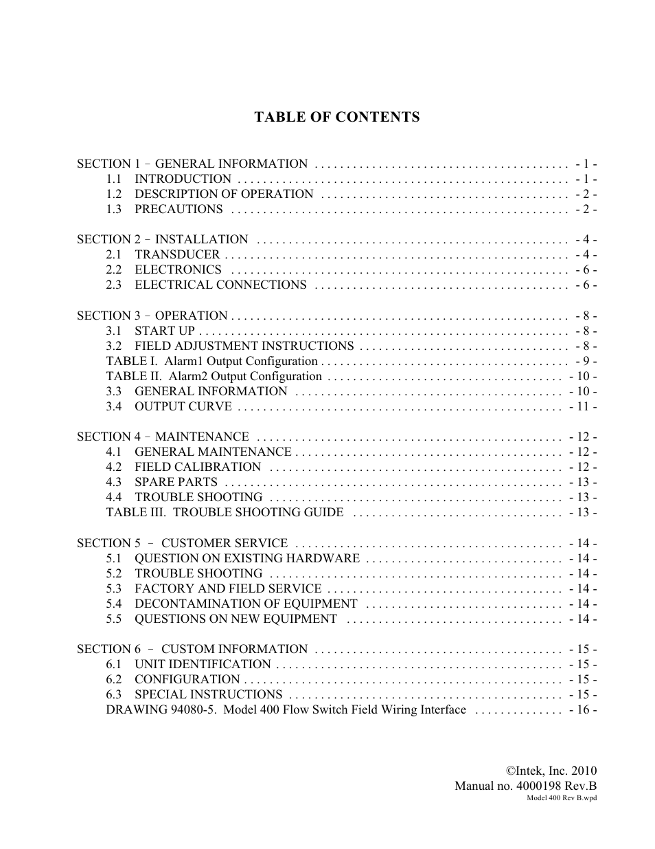 Intek 400 User Manual | Page 2 / 20