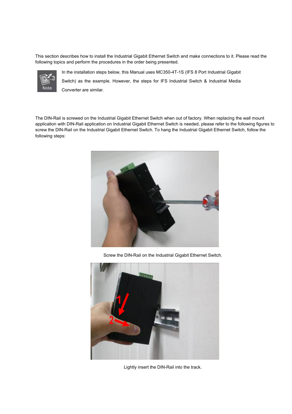 2 mounting installation, 1 install din-rail mounting | Interlogix MC350-4T-2S User Manual | Page 21 / 32