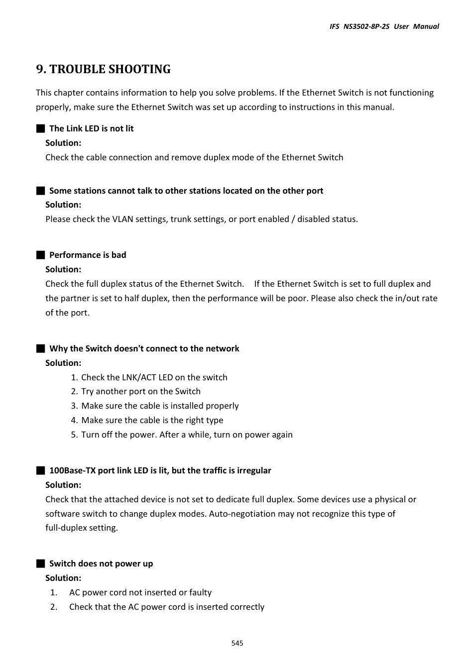 Trouble shooting | Interlogix NS3502-8P-2S User Manual User Manual | Page 545 / 568