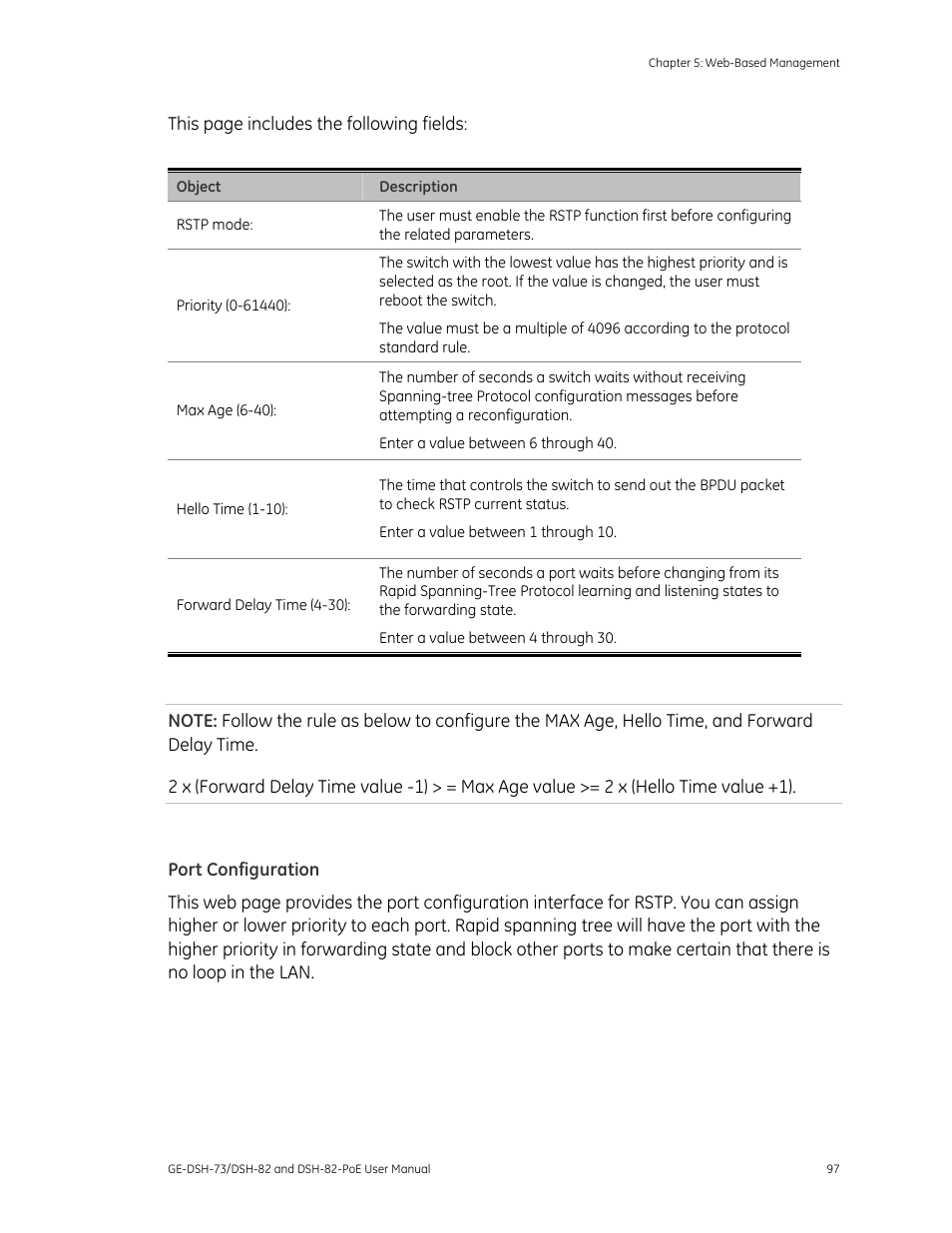Port configuration | Interlogix GE-DSH-73 Series User Manual User Manual | Page 101 / 179