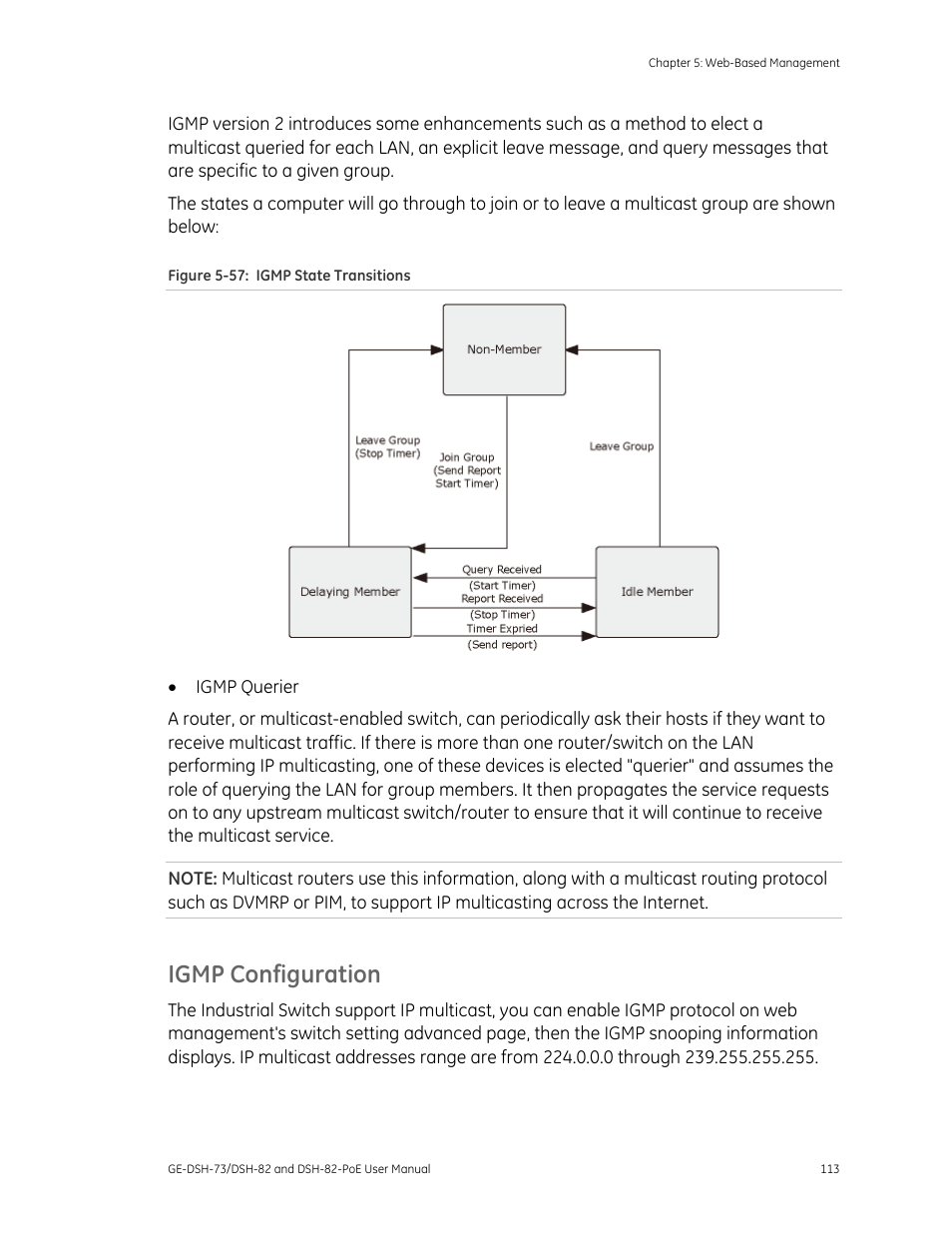Igmp configuration | Interlogix GE-DSH-73 Series User Manual User Manual | Page 117 / 179