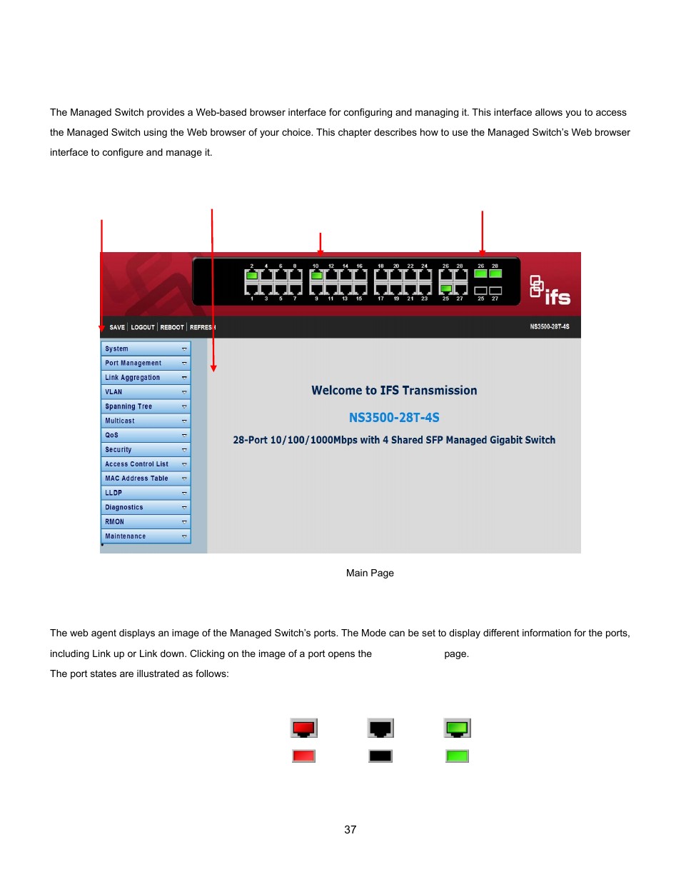 1 main web page | Interlogix NS3500-28T-4S User Manual User Manual | Page 37 / 363