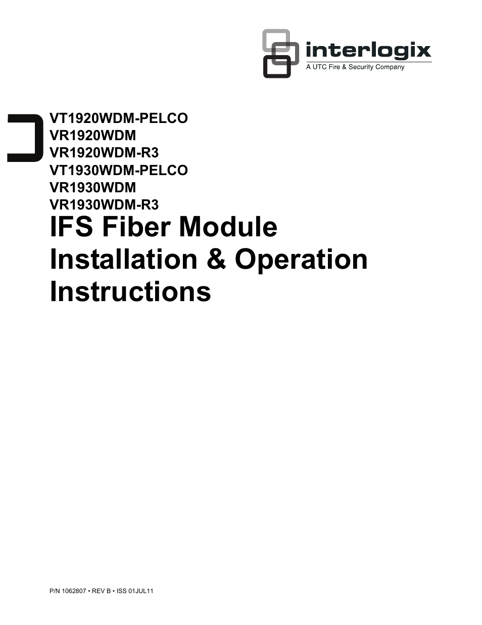 Interlogix VT1900WDM-Pelco Series User Manual | 7 pages