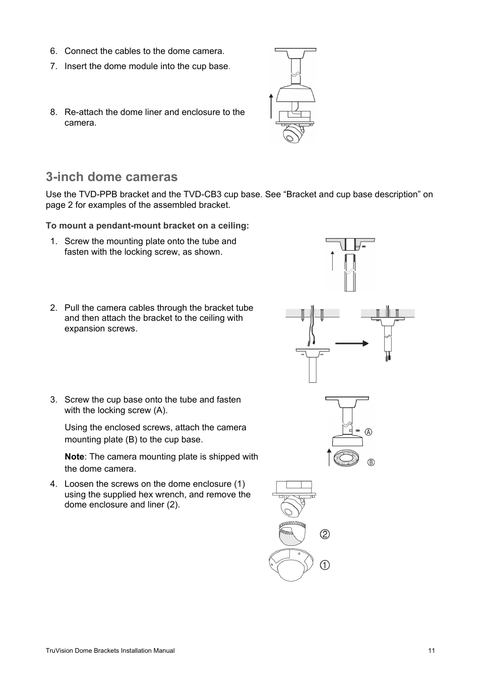 Inch dome cameras | Interlogix TruVision Camera Mounts User Manual | Page 13 / 20