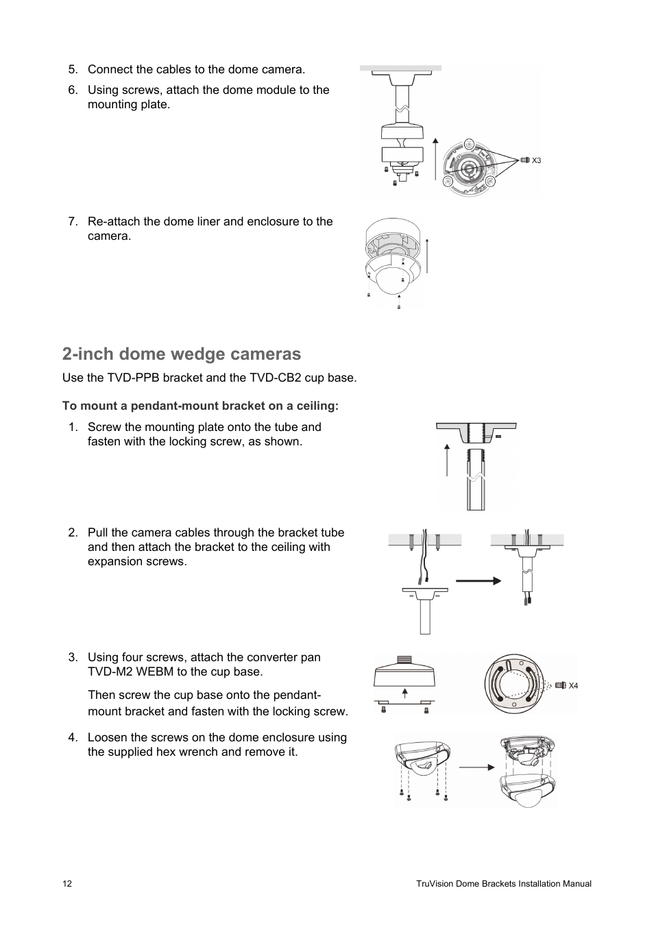 Inch dome wedge cameras | Interlogix TruVision Camera Mounts User Manual | Page 14 / 20