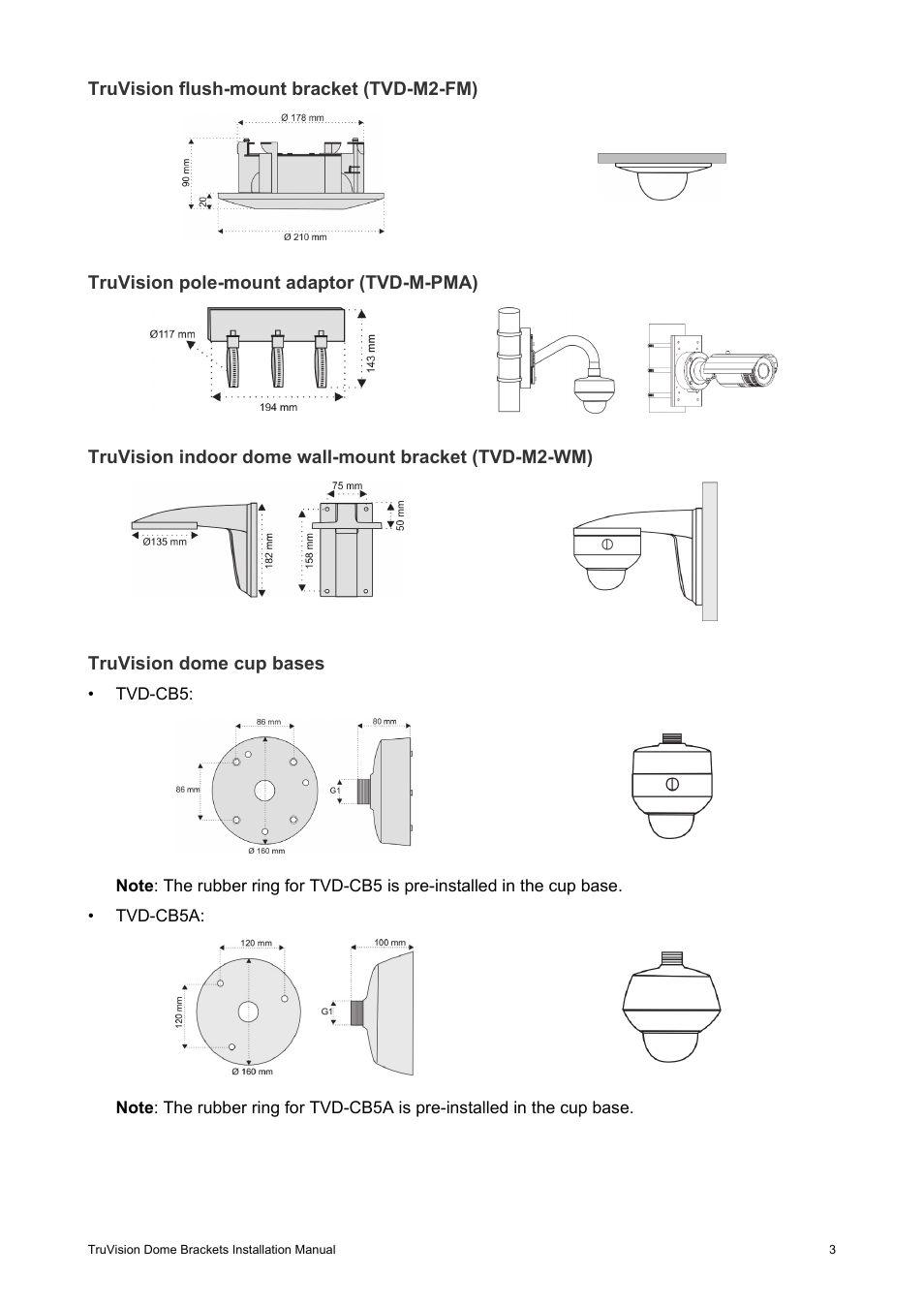 Interlogix TruVision Camera Mounts User Manual | Page 5 / 20