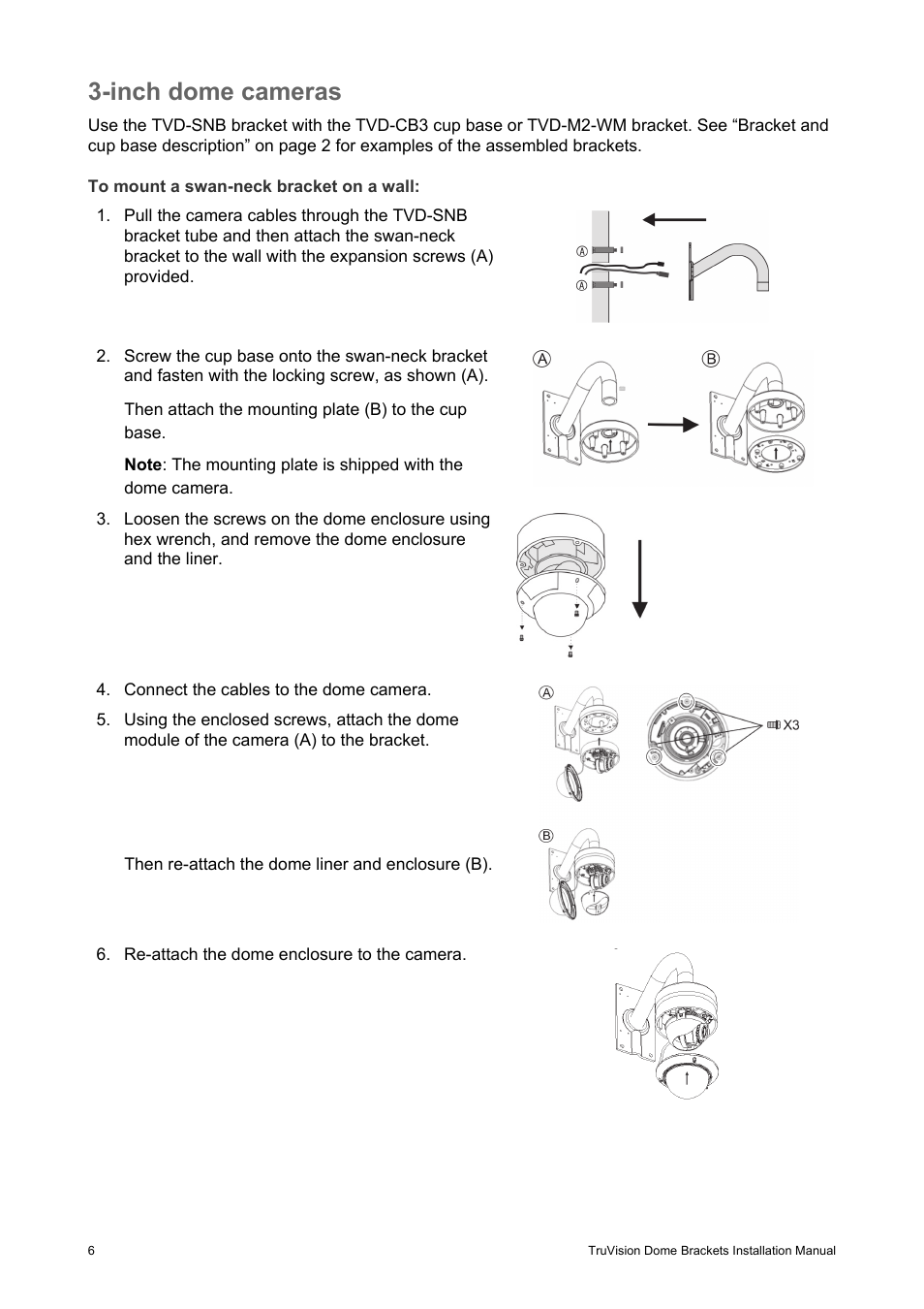 Inch dome cameras | Interlogix TruVision Camera Mounts User Manual | Page 8 / 20