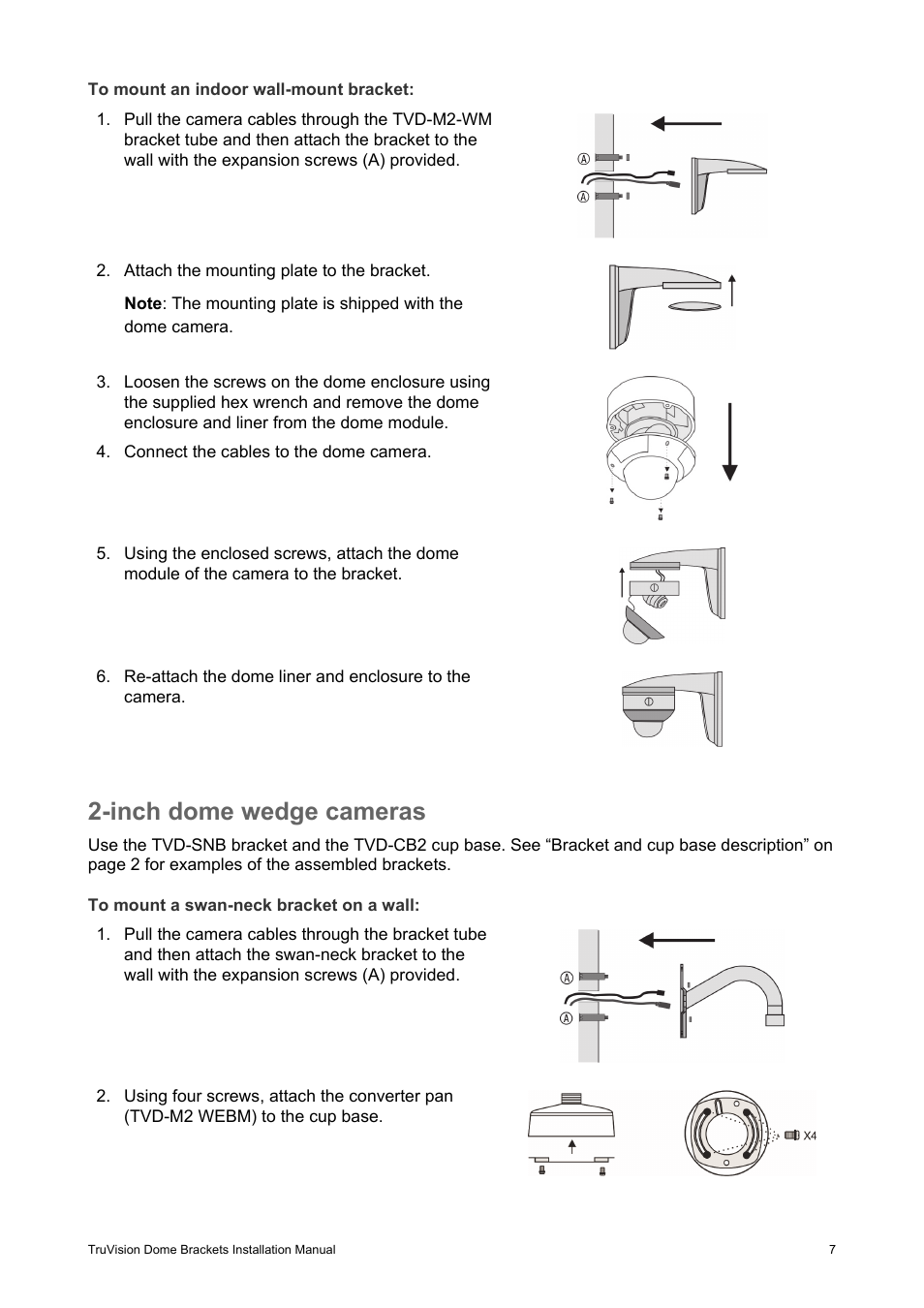 Inch dome wedge cameras | Interlogix TruVision Camera Mounts User Manual | Page 9 / 20