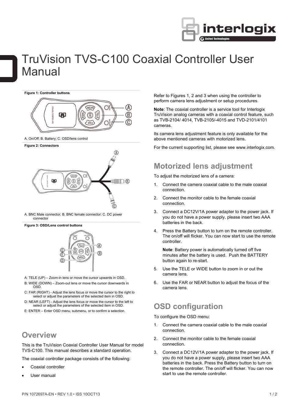 Interlogix TVS-C100 User Manual | 2 pages