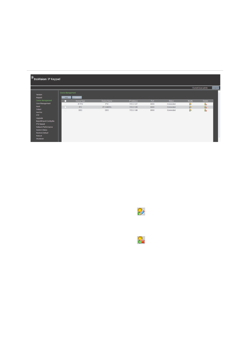 Device management, User management | Interlogix TVK-800 User Manual | Page 18 / 75