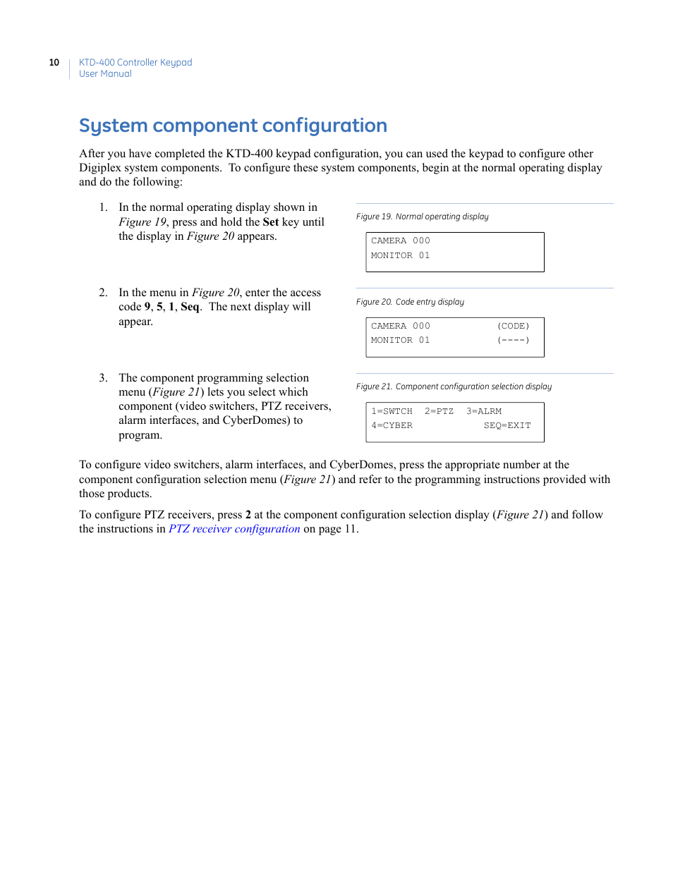 System component configuration, System, Component configuration | Interlogix KTD-400 User Manual | Page 14 / 28