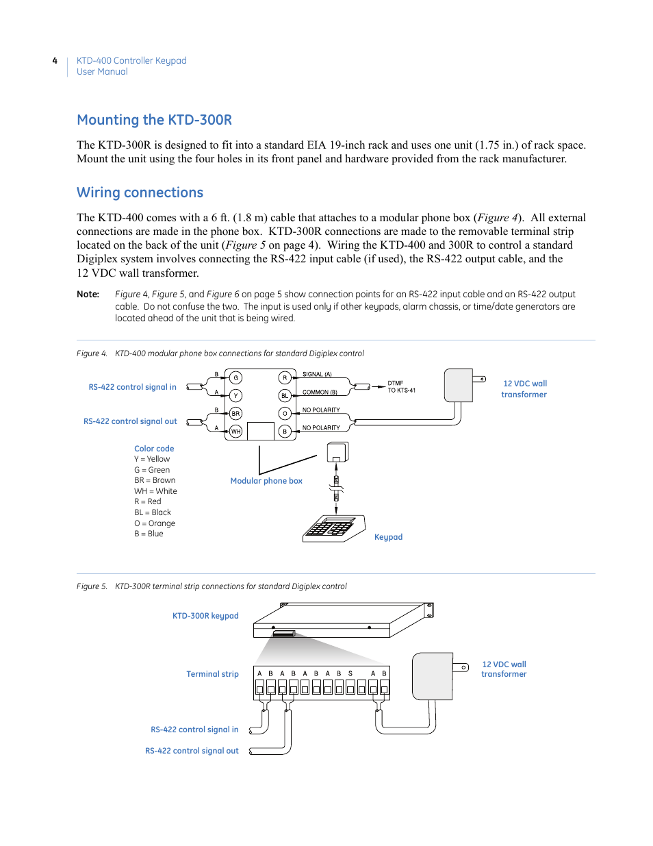 Mounting the ktd-300r wiring connections, Mounting the ktd-300r, Wiring connections | Interlogix KTD-400 User Manual | Page 8 / 28