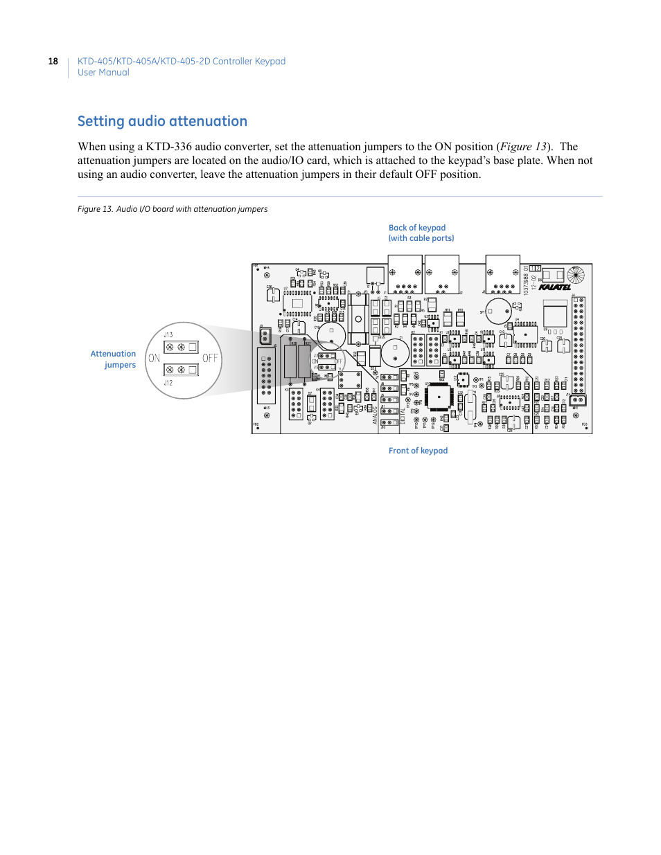 Setting audio attenuation | Interlogix KTD-405 Series User Manual User Manual | Page 22 / 76