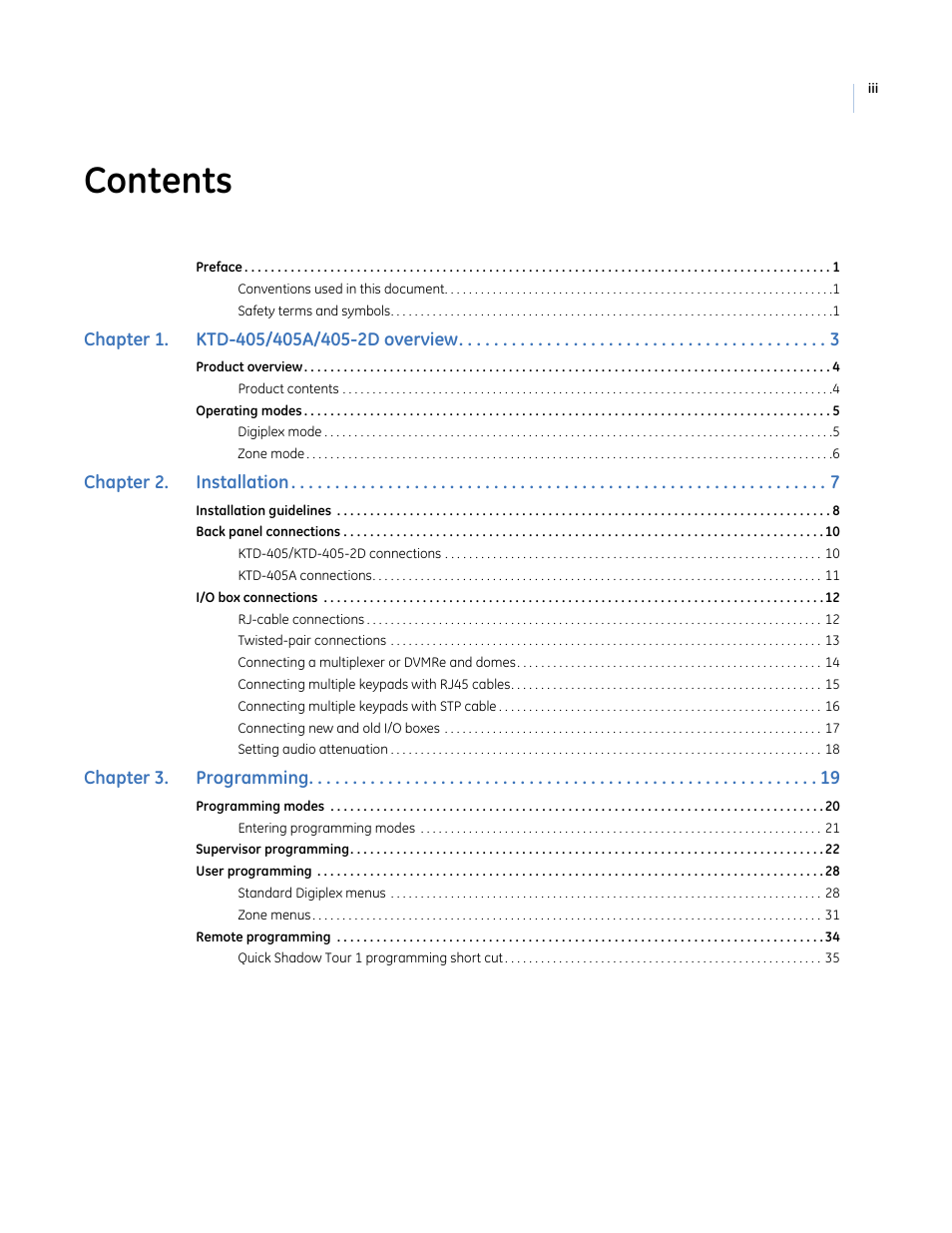 Interlogix KTD-405 Series User Manual User Manual | Page 3 / 76