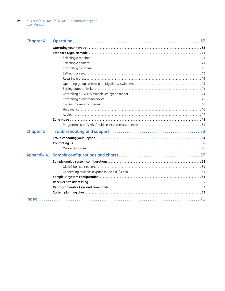 Interlogix KTD-405 Series User Manual User Manual | Page 4 / 76