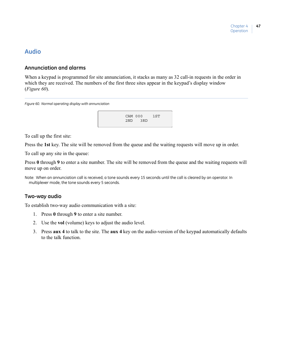 Audio | Interlogix KTD-405 Series User Manual User Manual | Page 51 / 76