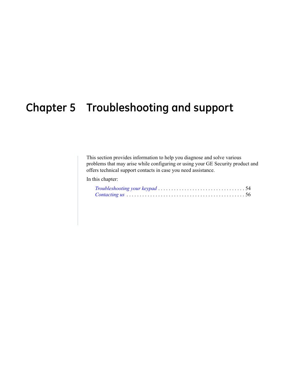 Chapter 5 troubleshooting and support, Chapter 5. troubleshooting and support | Interlogix KTD-405 Series User Manual User Manual | Page 57 / 76