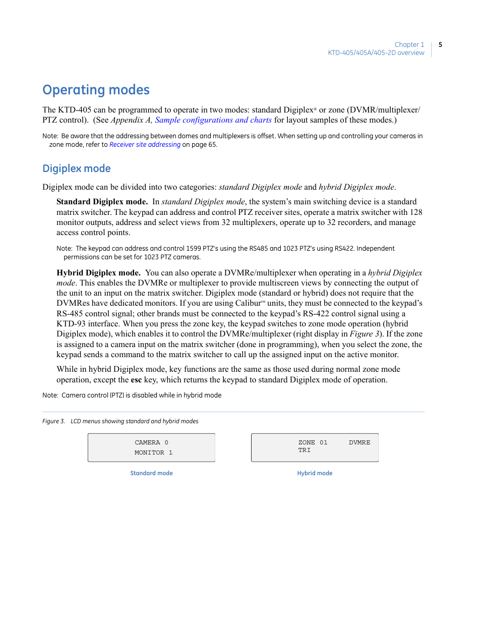 Operating modes, Digiplex mode | Interlogix KTD-405 Series User Manual User Manual | Page 9 / 76