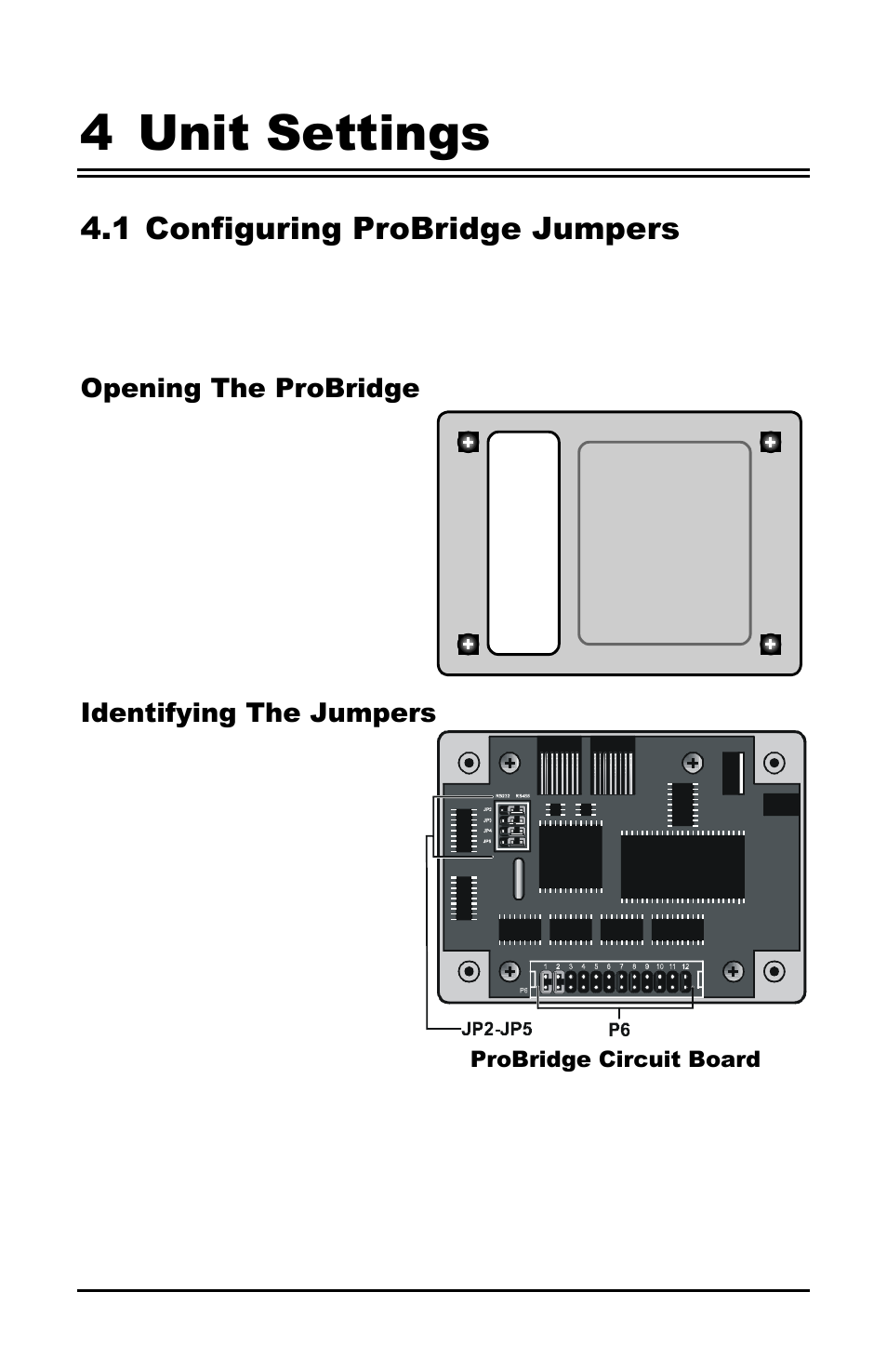 4 unit settings, 1 configuring probridge jumpers | Interlogix UltraView ProBridge 2 User Manual | Page 10 / 18
